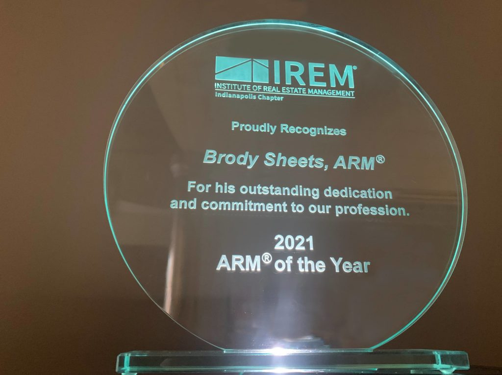 IREM Indianapolis Chapter ARM Award presented to Brody Sheets