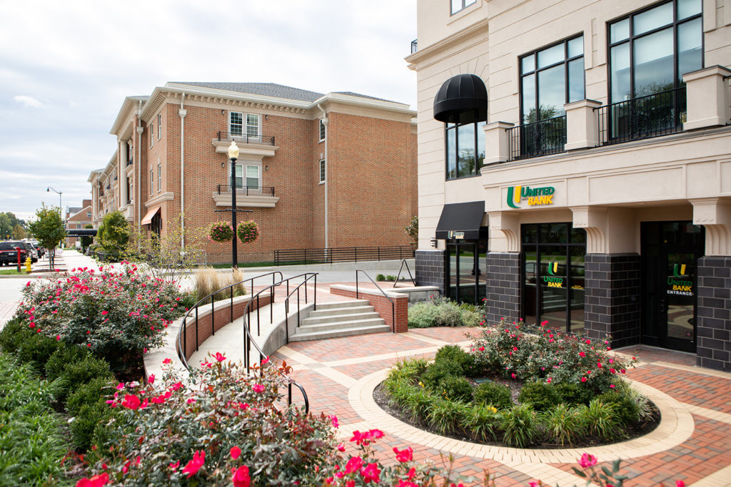 United Fidelity Bank branch at Carmel City Center. Carmel City Center is a Pedcor Companies-owned mixed-use development in Carmel, Indiana.